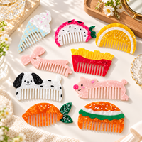 NEWYEAH Peignes à cheveux en acétate fantaisie antistatiques, en forme de dessins animés, de fruits et d'animaux, avec logo personnalisé OEM ODM, pour l'entretien des cheveux des filles