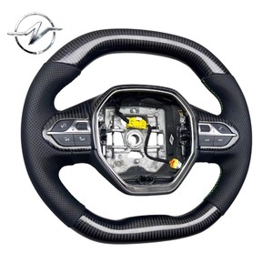 Volant sport multifonctionnel à 3 branches en cuir et fibre de carbone avec fonction de chauffage pour <span class=keywords><strong>Peugeot</strong></span> 206/<span class=keywords><strong>208</strong></span>/308/408/508/Mk1/<span class=keywords><strong>Gti</strong></span> - Product Image 2