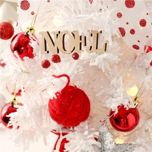 Mesa Decoraciones navideñas Pequeño Mini árbol de Navidad con adornos colgantes blancos y luz Led Suministros de decoración navideña - Product Image 4