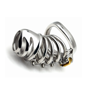 อุปกรณ์ BDSM ทางเลือก FRRK แบบกรงนกโลหะขนาดกลางสำหรับผู้ชาย พร้อมสกรูสี่ตัว กระตุ้นต่อมลูกหมาก - Product Image 4