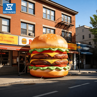 Burger Gonflable Géant Publicitaire, Logo Personnalisable, pour Événement d'Ouverture de Magasin de Burgers