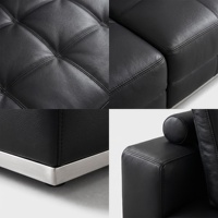 Canapé sectionnel moderne trois places XIYUA en cuir véritable avec accoudoirs rembourrés, assise en éponge, acier inoxydable, appartement, hôtel, villa
