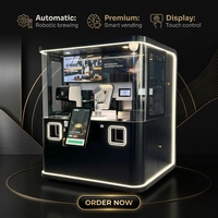Distributeur automatique de café robotisé IA, robot café intelligent, kiosque café intelligent, écran tactile, boîte à lait, affichage