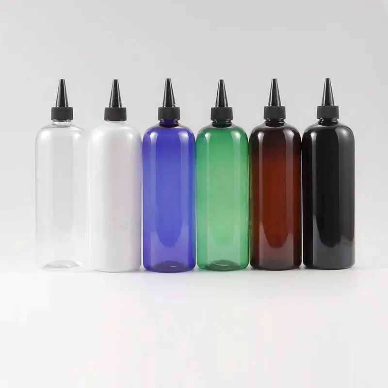 Botol kemasan aplikator rambut plastik bening 60ml 100ml 150ml 60ml ml logo kustom kosong dengan tutup pengeluaran putar terbuka