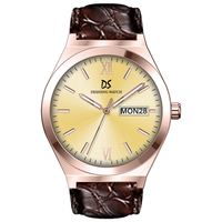 Montre à quartz minimaliste pour homme, bracelet en cuir, fenêtre de date, montre de ville élégante