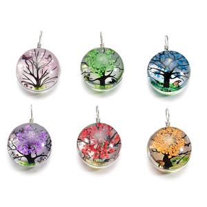 Pendentifs arbre de vie en verre Transparent en forme de coeur Accessoires de bijoux faits à la main pour collier - Product Image 5