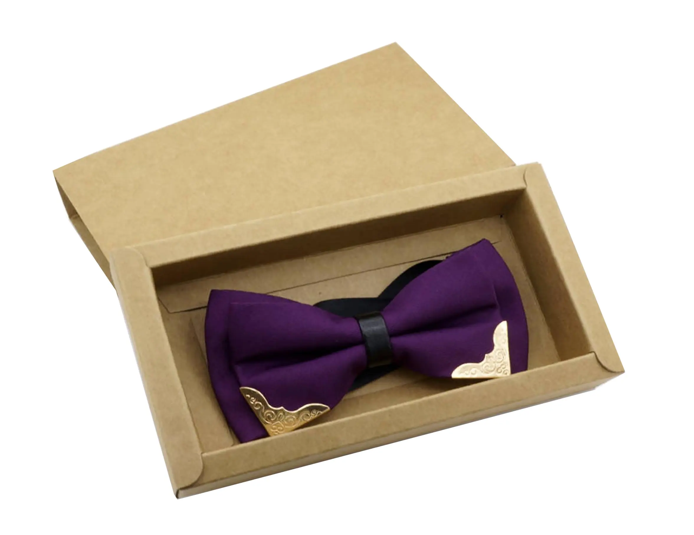 Confezione regalo personalizzata con cravatta in seta ricamata con cassettiera in carta Kraft marrone pieghevole ambientale da 350g/mq