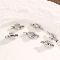 Accessoires de bijoux de luxe, fermoirs de bracelet en acier inoxydable en forme de cœur et de cercle, fermoirs de collier polyvalents de style coréen