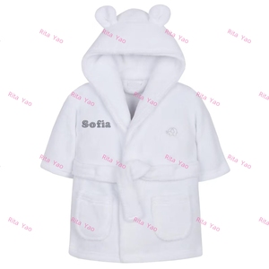 Peignoir de bain en coton éponge à capuche pour bébé avec broderie de nom, tissu uni, pour enfants, <span class=keywords><strong>garçon</strong></span> et fille, oreilles d'ours, peignoirs en éponge, pyjamas 2026 - Product Image 2