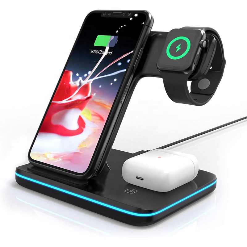 2021 г., магнитная Быстрая зарядка с логотипом на заказ, Высококачественная Беспроводная зарядная станция 3 в 1 для всей семьи, док-станция для телефона