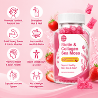 Bonbons gélifiés au collagène hydrolysé, biotine, acide hyaluronique, vitamines C pour la peau, les cheveux et les ongles des adultes - saveur myrtille, 60 unités