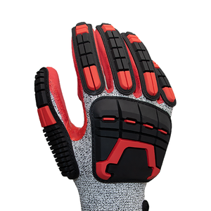 アンチカットレベル5保護掘削手袋赤サンディニトリルパームハイインパクト手袋採掘用グアンテス耐性インパクトス - Product Image 4