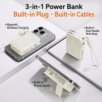 Batterie externe magnétique sans fil 10000 mAh avec câble intégré, charge rapide PD 22,5 W, chargeur portable mince, vente en gros