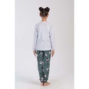 Ensemble de pyjamas pour filles à col rond et manches longues en modal avec poignets ovales, motif rayé et à carreaux, 100% coton, chaud pour l'hiver, pour les âges 7-8/13-14 - Product Image 1