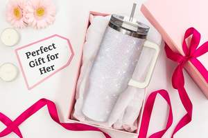 Gobelet en acier inoxydable de 40 oz avec poignée en paille pailletée blanche et scintillante Tasse de voyage étanche et isolée pour le <span class=keywords><strong>café</strong></span> chaud et froid - Product Image 4