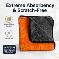 Serviette de séchage automobile en microfibre épaisse double face bicolore à poils longs en polaire corail avec bord noir – Vente en gros