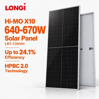 Panneau solaire LONGi Hi-MO X10 650W LR7-72HVH N-Type HPBC 2.0 Module PV monofacial Verre trempé 3,2 mm Cadre en aluminium anodisé