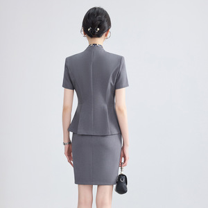 Women's Short Sleeve Suit Set Lightweight Professional Elegant For Customer Service Hotel Reception Summer Uniform - Product Image 4