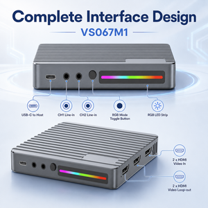 Tarjeta de Captura de Video VS067M1 de 2 Canales 4K 60Hz con Doble HDMI, USB C, Salida en Bucle, LED RGB para Transmisión en Vivo y Grabación - Product Image 1