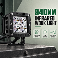 Lumière de travail LED infrarouge HSSH 940nm 12W, projecteur IR IP68 IP69K 9-36V, vision nocturne, lumière auxiliaire pour camion, SUV, ATV, UTV