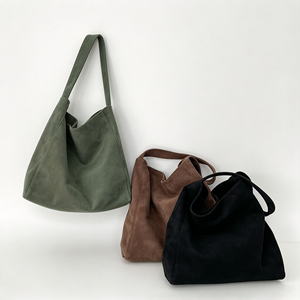 Large Capacity Vintage Fashion Suede Matte Polyester Lining Open Closure Lady's Women Girls Portable Shopping <b>Bag</b> for Outdoor - Product Image 3