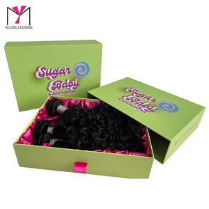 กล่องของขวัญแข็งแบบ Sugar Baby Extensions บุผ้าซาตินสีเขียว ปั๊มโลโก้ร้อน ปรับแต่งได้ - Product Image 2