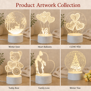 Anpassbare Acryl 3D-Illusion LED Warmweiße Nachtlampe 7 Farben für Wohnzimmer Kinderzimmer Dekorative Lampe USB-Betrieben - Product Image 3