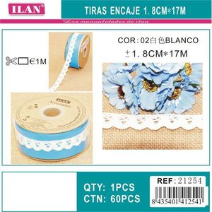 Strisce di pizzo ILAN 1,8 cm x 17 m bianche per decorazioni artigianali - Product Image 3