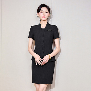 Professional Women's Suit Short Sleeve Gray Hotel Uniform Workwear Slim Fit Spring 2025 Polyester Cotton - Product Image 4