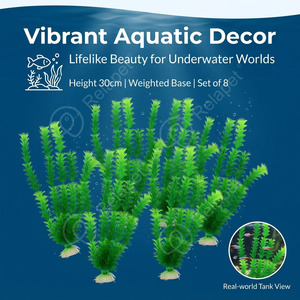Set di 8 Piante Artificiali per Acquario, Erba Verde in Plastica per Decorazione Vasche dei Pesci, Confezione di Vegetazione Acquatica Realistica - Product Image 3