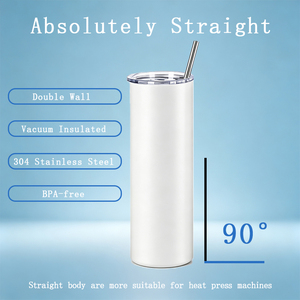 20oz Flat Edge White Sublimation Tumbler Bulk Stainless Steel Vacuum Insulated Coffee Mug Sliding Lid Heat Transfer Office Cup