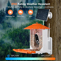 Mangeoire à oiseaux avec caméra solaire pour la reconnaissance des oiseaux, application WiFi pour les notifications en temps réel, audio bidirectionnel, étanche en extérieur