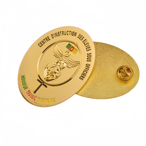 Insigne Militaire de Brevet BMP Doré, Emblème du Cameroun à l'effigie d'une double épée et d'un épi de blé - Product Image 5