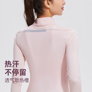 เสื้อกีฬาแขนยาวครึ่งซิปสำหรับผู้หญิง, เสื้อผ้ากอล์ฟแห้งเร็วคอตั้งระบายอากาศได้ดีในฤดูร้อน - Product Image 4