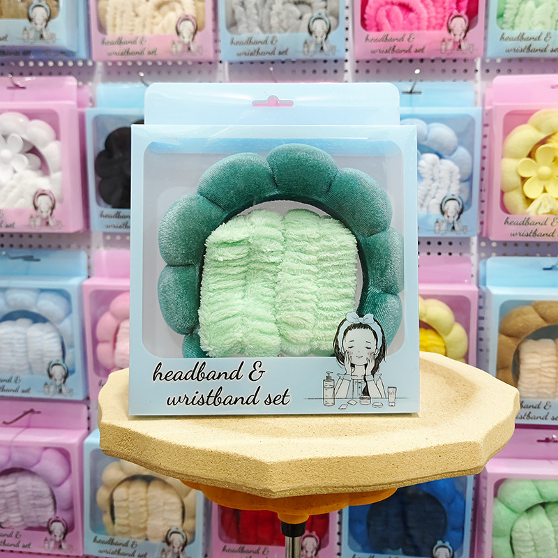 Bandeau en velours-turquoise coffret 3 pièces-coffret cadeau