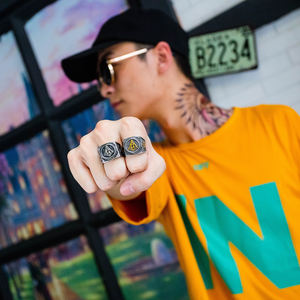 Kunden spezifische Freimaurerei Ring Retro Edelstahl Freimaurer jüdischen Davidstern Ringe für <span class=keywords><strong>M</strong></span>änner <span class=keywords><strong>Masson</strong></span> - Product Image 5