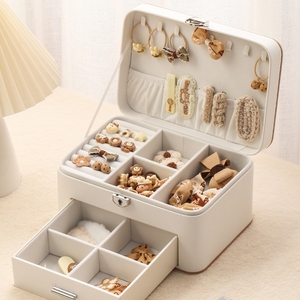 Boîte à bijoux mignonne en forme de chaton, boîte de rangement à bijoux à deux étages, boîte à bijoux en cuir de haute qualité - Product Image 3