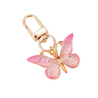 Porte-clés papillon dégradé en acrylique, pendentif arc-en-ciel, porte-clés mignon et tendance pour femmes, sac à main, cadeau