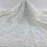 Tissu en maille perlée de luxe pour mariée, brodé à la main, style uni, 100 % polyester, pour fêtes de filles