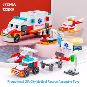 Jouets de construction éducatifs Lele Brother 6 en 1, <span class=keywords><strong>ambulance</strong></span> de sauvetage urbaine promotionnelle, thème transport, 5 à 7 ans - Product Image 4