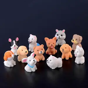 Mini Cute Resin Dogs Crafts Charms Miniature Cartoon Dogs Animals Simulation Resin Ornaments Accessories