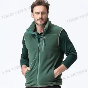 OEM Custom winter Outdoor Full Zip Polar Fleece Vest Sleeveless Warm Casual Winter Vest Jacket Outdoor Men's Vest