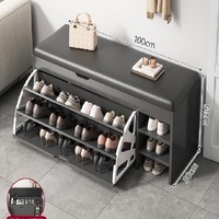Meuble de rangement à chaussures en bois au design moderne, organisateur de chaussures en bois avec panneau, banc à chaussures pour entrée