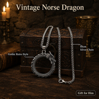Collier Pendentif Dragon Homme Acier Inoxydable Alliage Vintage Chaîne Dragon 60cm Bijoux Fête Gros