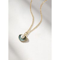 Chaîne de clavicule en émail personnalisée collier de perles de coquille mignon collier de coquille de goutte d'huile pour les filles femmes