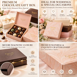 Caja de Regalo Magnética para Boda con Logotipo Personalizado OEM, Opciones de Cinta, Empaque Rígido Minimalista para Chocolates con Insertos - Product Image 6