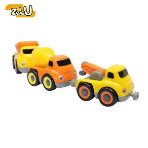 Zhansheng Safe Abs Material de construcción 3 piezas de dibujos animados Mini camión pequeño coche de juguete magnético
