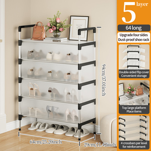 منظم أحذية معدني قابل للفك 5/6 طبقات من OEM، مقاوم للصدأ والرطوبة، خزانة تخزين أحذية لمدخل المنزل وغرفة النوم وحقائب اليد - Product Image 5