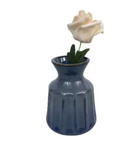 Fashionable Home Simple Living Room Decoration Blue Glazed Ceramic Flower Vase