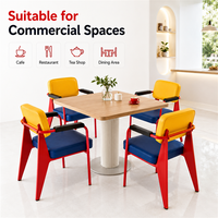 Chaise de salle à manger en métal bicolore, directement de l'usine, avec coussin et accoudoirs, pour café, restaurant, maison, salle à manger
